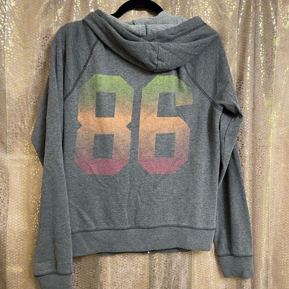 VTG PINK Y2K Rainbow 86 Heather Gray Zip Hoodie Sweater Medium